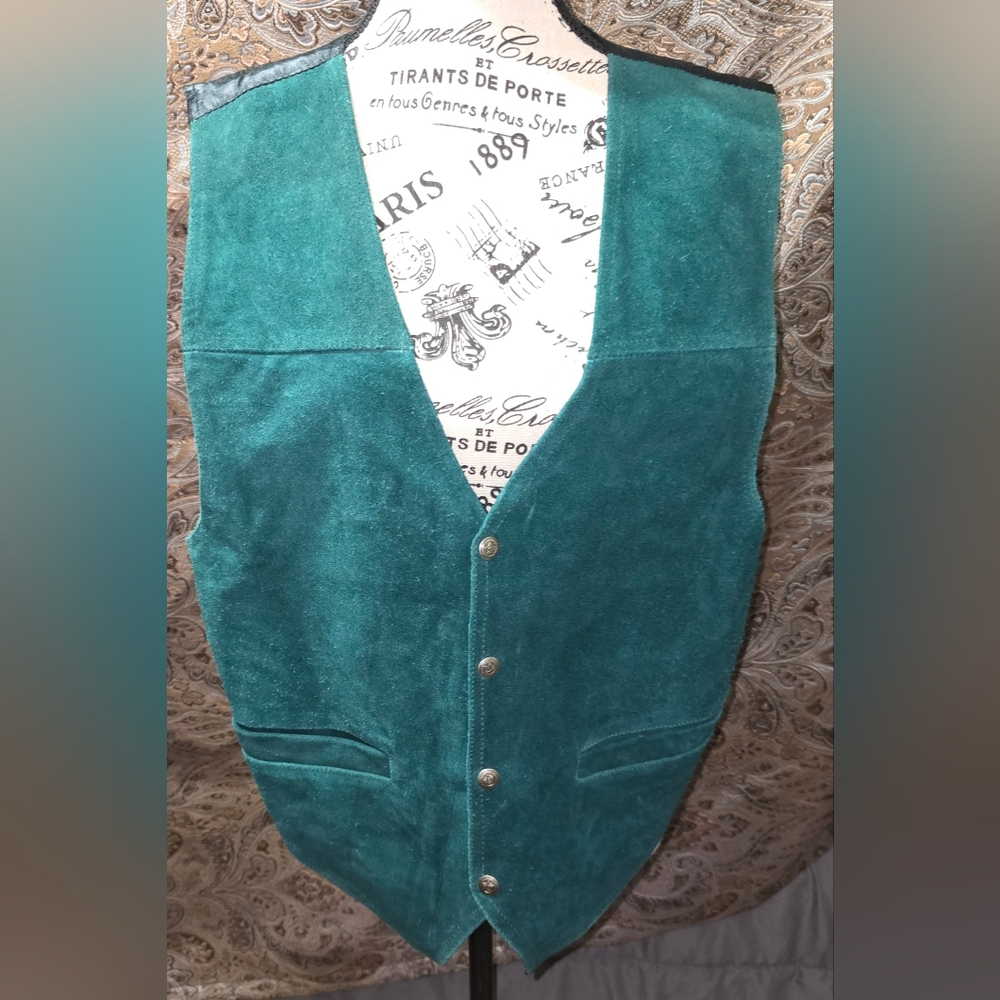 Vintage Green Leather Vest